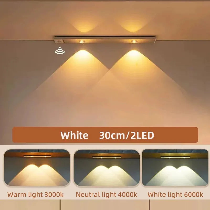 Wireless LED Under Cabinet Light with Motion Sensor – Rechargeable, Dimmable, 3 Color Temperatures for Kitchen, Bedroom & Wardrobe
