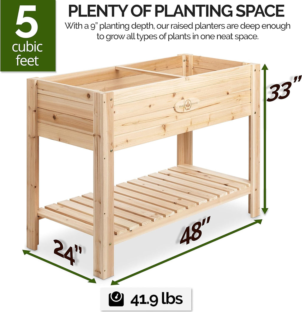 Elevated Cedar Raised Garden Bed with Legs — Outdoor Wood Planter for Herbs & Vegetables