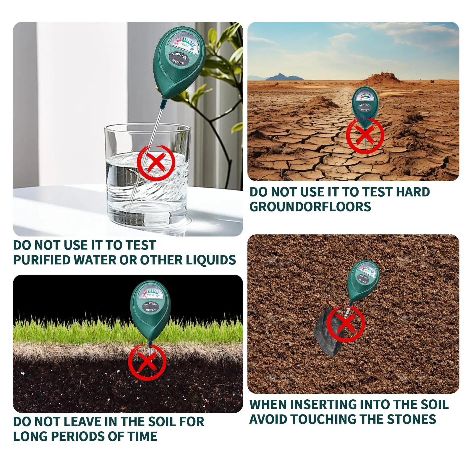 Soil Moisture Meter | No Battery | Indoor & Outdoor Plant Water Tester