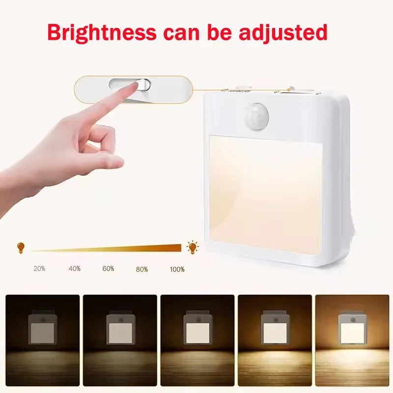 Motion Sensor LED Night Light – Dimmable Plug-In Lamp for Bedroom, Nursery & Hallway