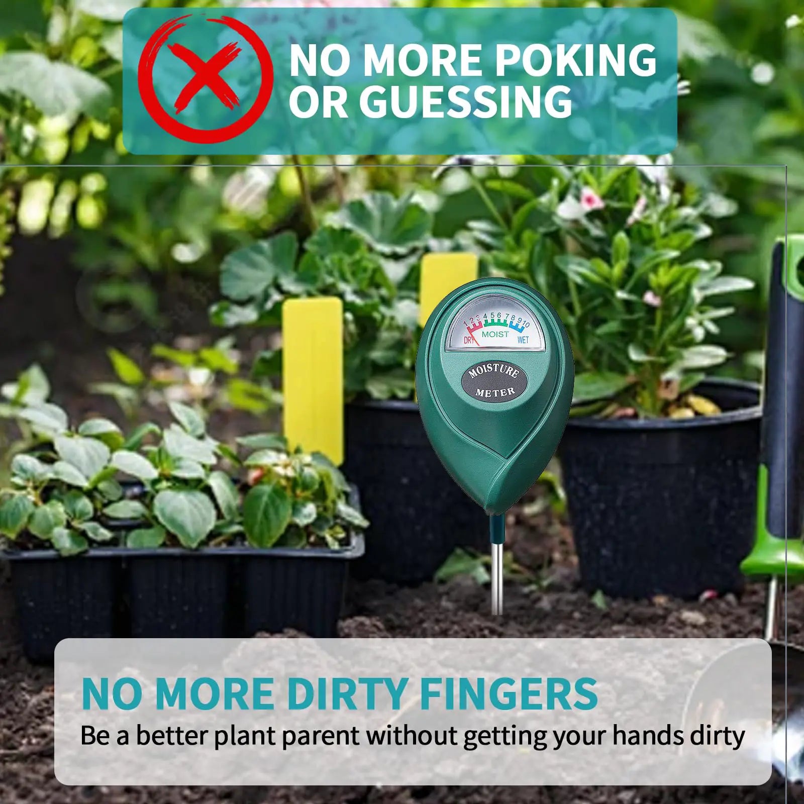 Soil Moisture Meter | No Battery | Indoor & Outdoor Plant Water Tester