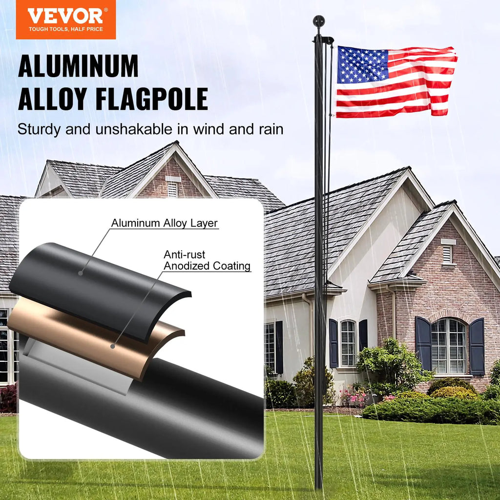 Heavy-Duty Aluminum Flagpole Kit – Weather-Resistant Outdoor Flagpole with Easy Installation