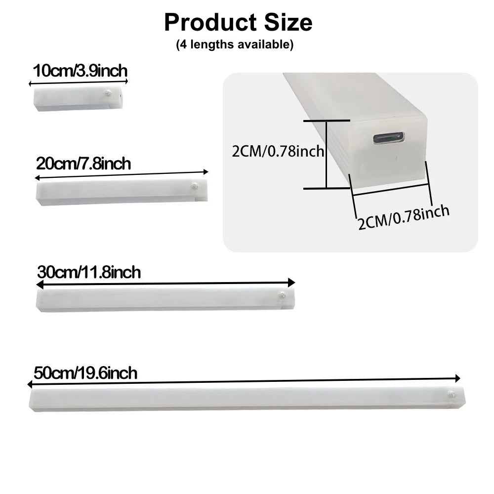 Wireless Motion Sensor LED Strip Light – USB Rechargeable Bar Lamp for Kitchen Cabinet, Closet, Hallway & Bedside