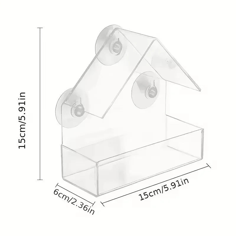 Window Bird Feeder with Suction Cups – Clear Acrylic Bird Feeder for Window, Outdoor Bird Feeder House for Garden Backyard, Bird Watching Gift for Bird Lovers, Transparent Bird Feeder Outside Hanging