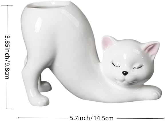 Cute Ceramic Cat Planter Pot – Decorative Succulent & Small Flower Planter