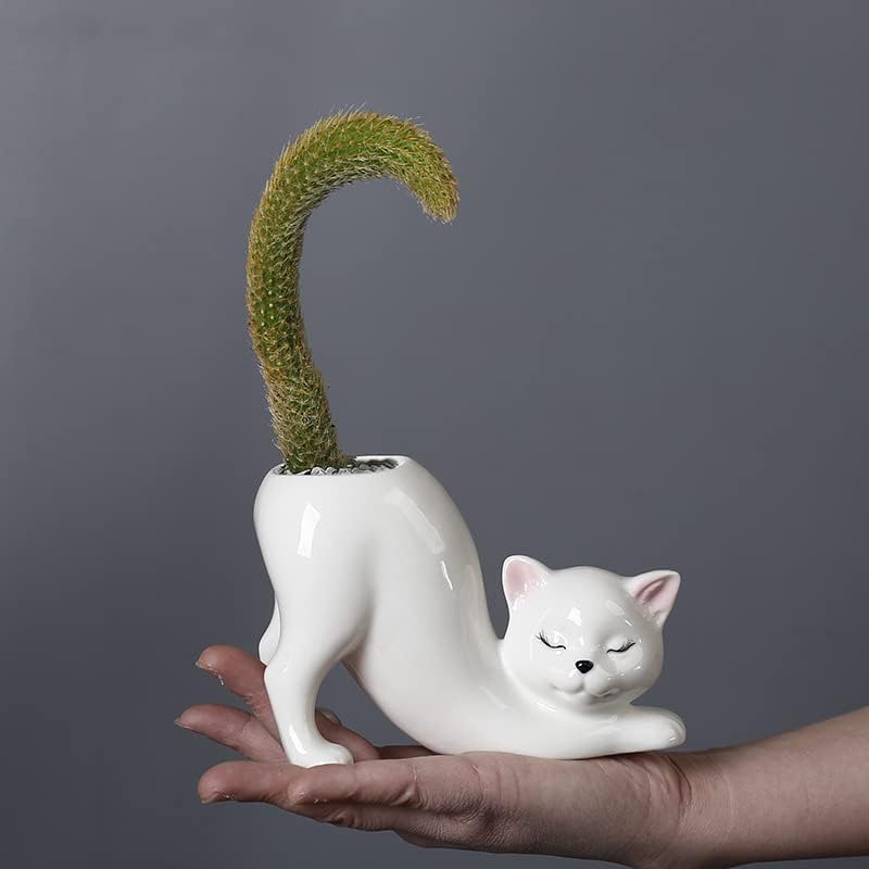 Cute Ceramic Cat Planter Pot – Decorative Succulent & Small Flower Planter