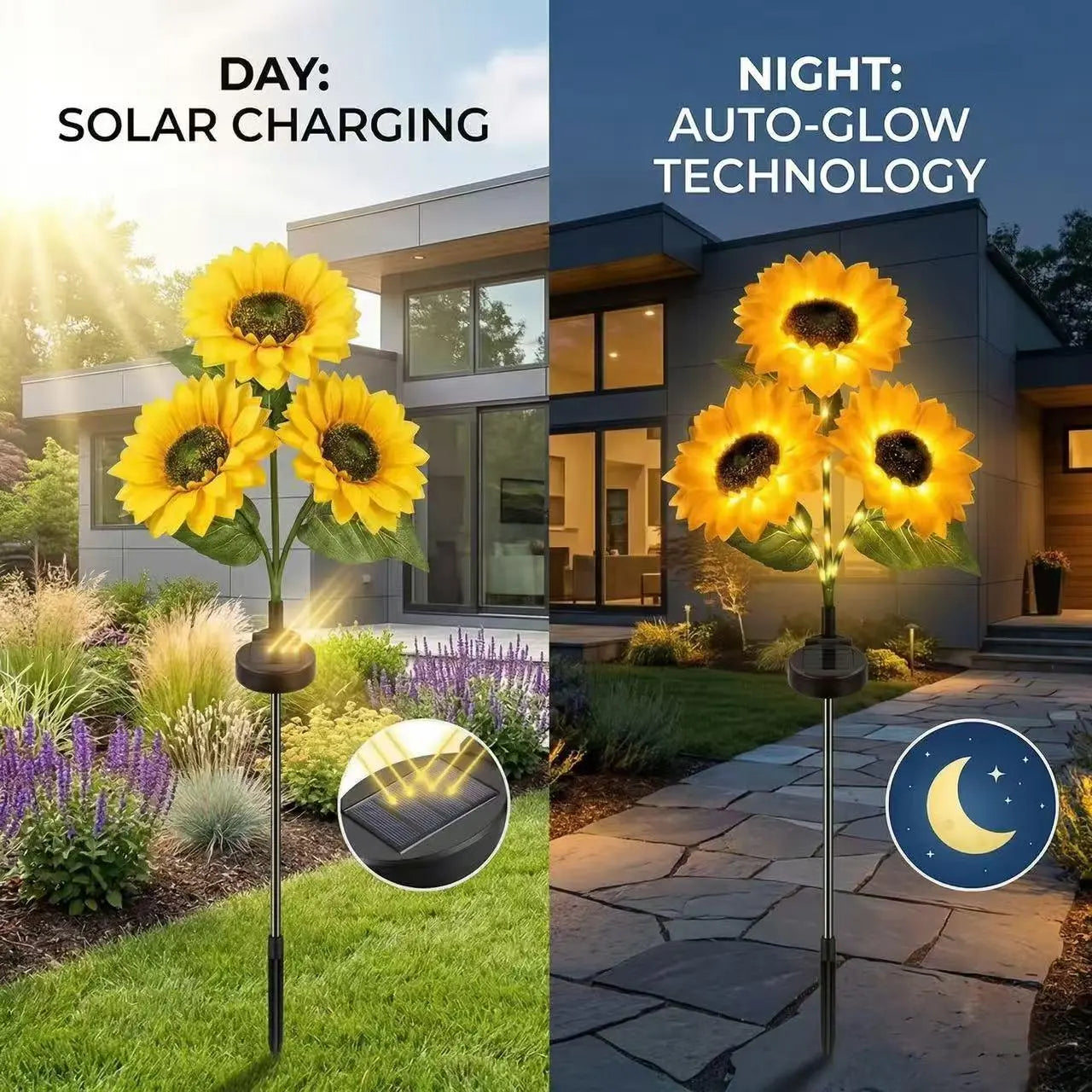 Solar LED Sunflower Garden Lights – Waterproof Outdoor Flower Lights for Yard, Patio & Garden