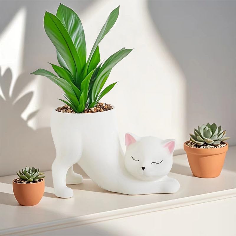 Cute Ceramic Cat Planter Pot – Decorative Succulent & Small Flower Planter