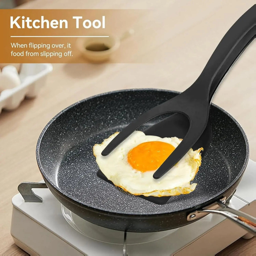 2-in-1 Grip Flip Spatula Tongs – Non-Stick Kitchen Turner for Eggs, Pancakes, Fish & Steak