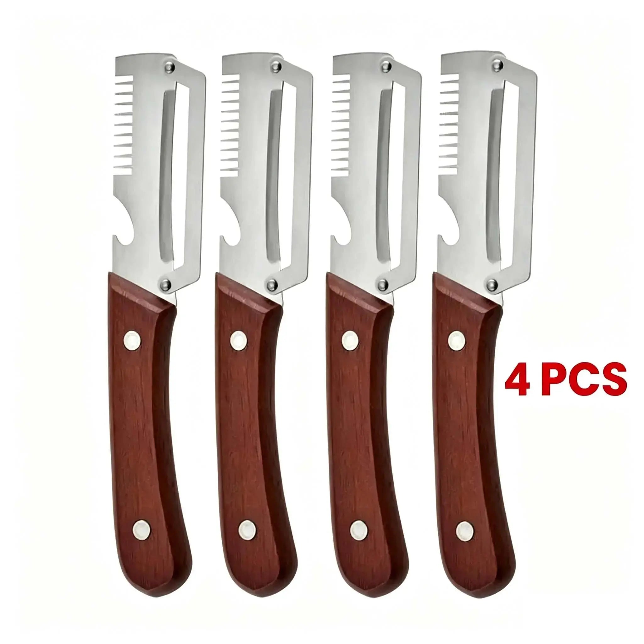 Premium Fruit & Vegetable Peeler – Stainless Steel Blade with Wooden Handle & Bottle Opener