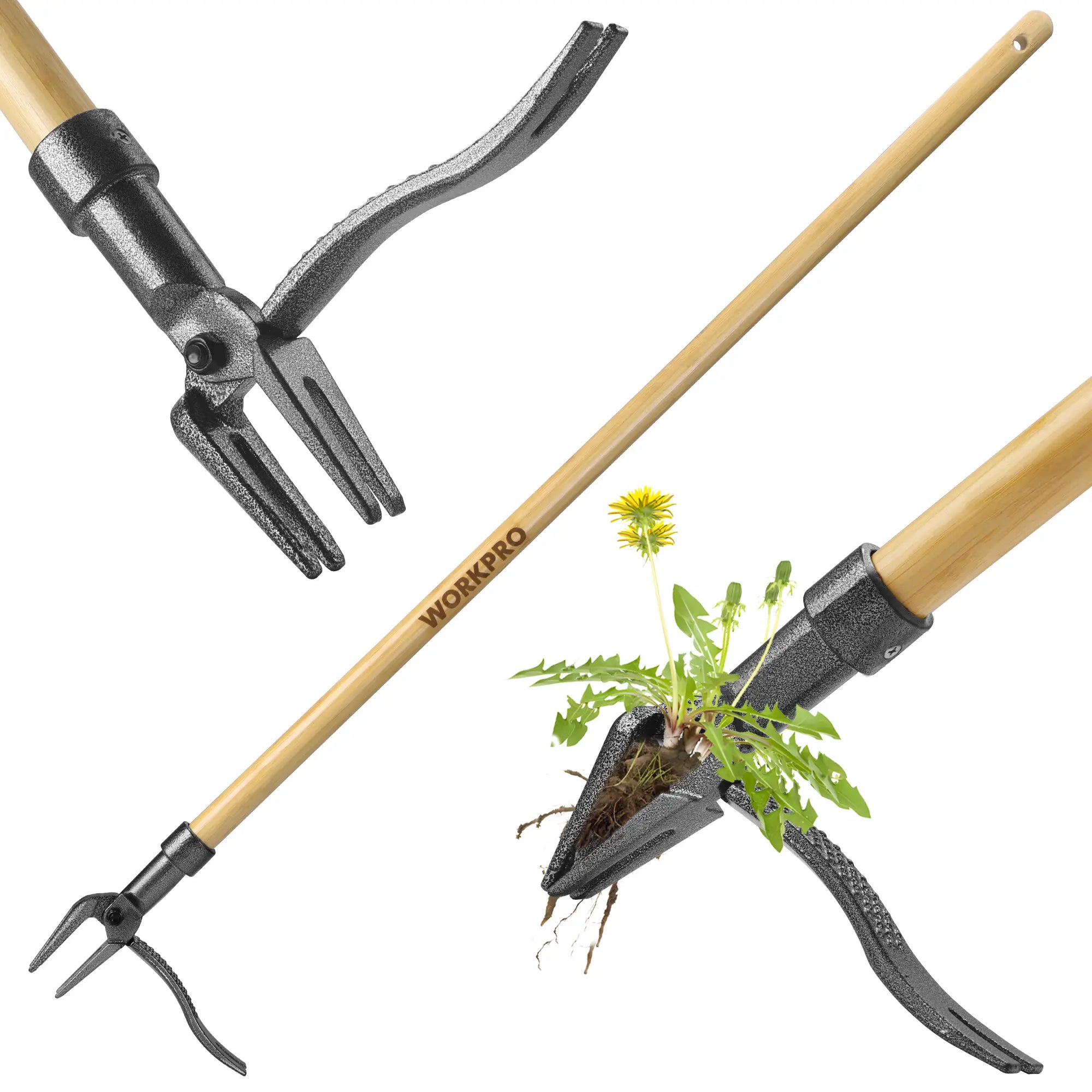Grampa's Weeder – Original Stand-Up Weed Puller Tool | Long Bamboo Handle | 4-Claw Steel Head | Ergonomic No-Bend Garden Weeding Tool