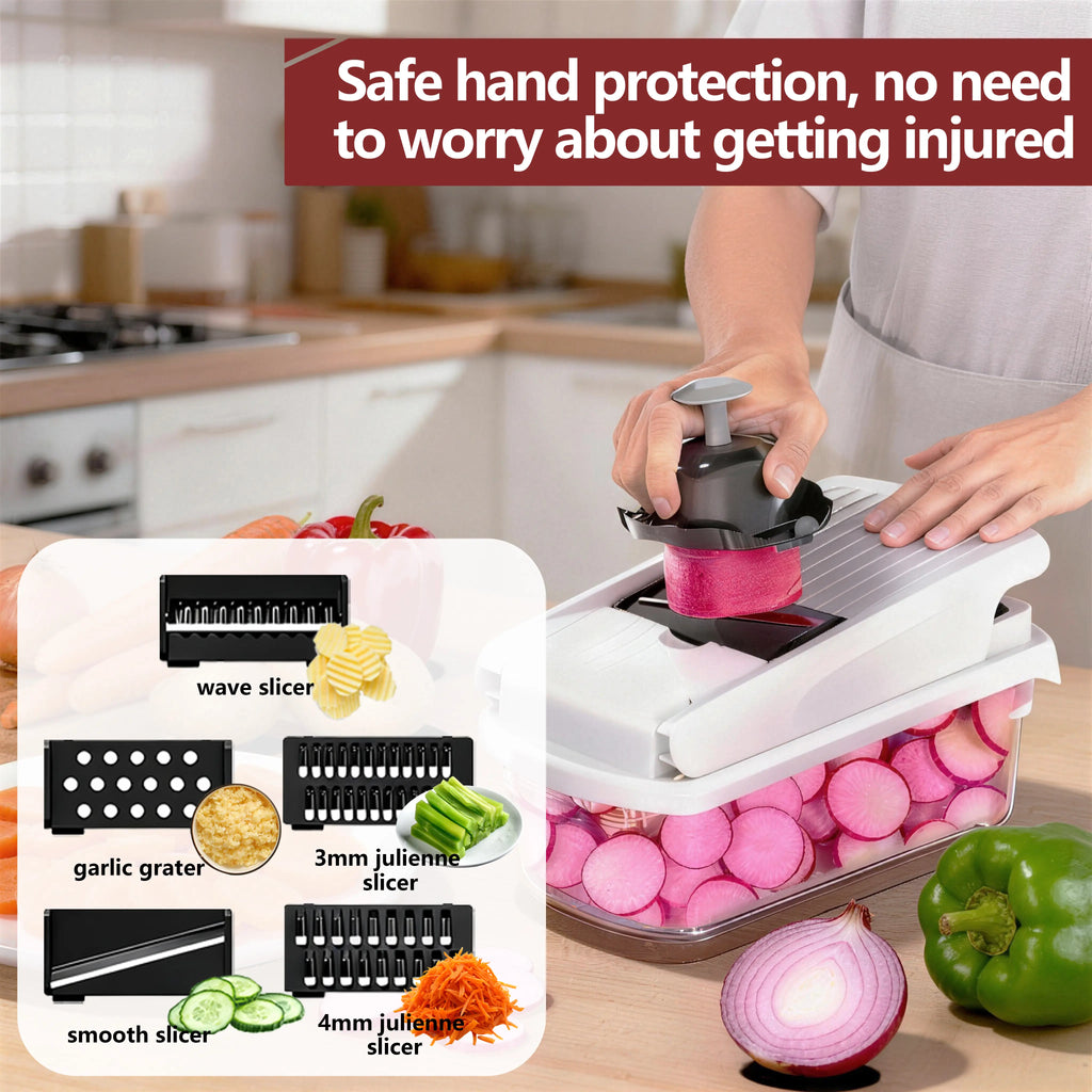 15-in-1 Multifunction Vegetable Chopper – Food Cutter with 8 Blades & Container