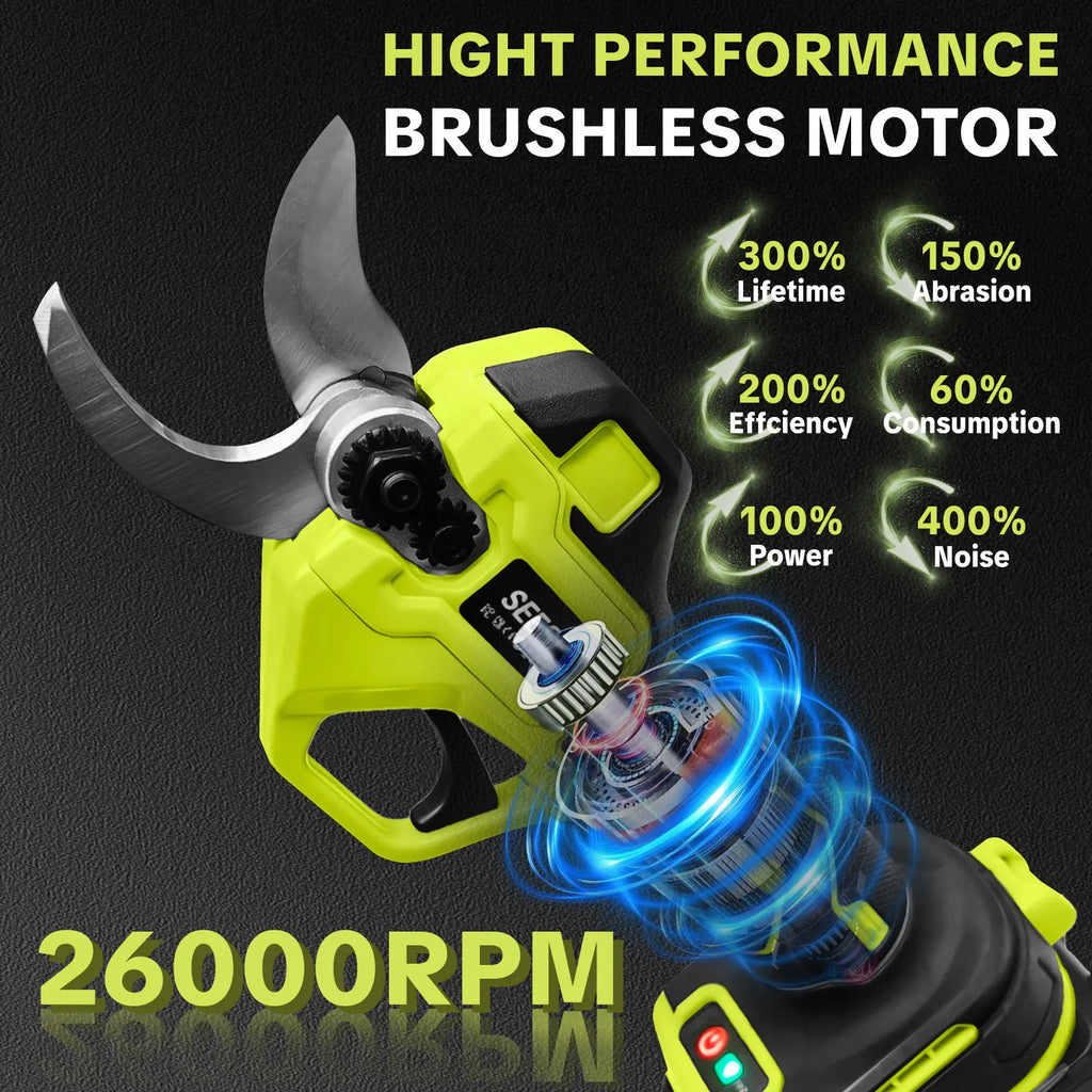 SEESE Electric Pruning Shears | Cordless Brushless | Dual 21V | 1.25 Inch Cut