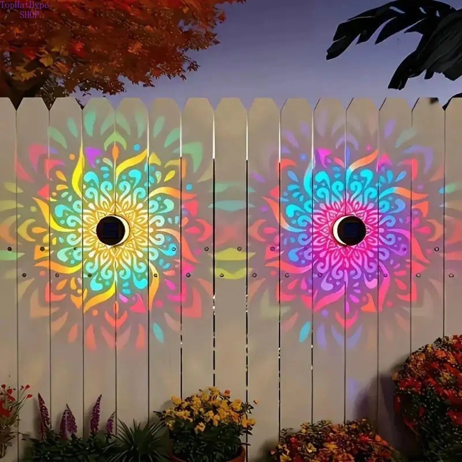 2-Pack Solar Mandala Projector Lights – Waterproof Outdoor Garden & Patio LED Decor
