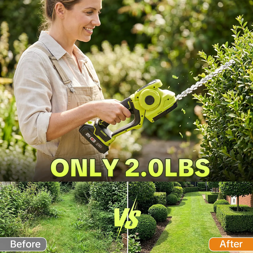 SEESE 2-in-1 Cordless Grass Shear & Shrub Trimmer | Handheld Electric Hedge Trimmer | Dual 21V Battery | Lightweight for Lawn, Garden & Yard