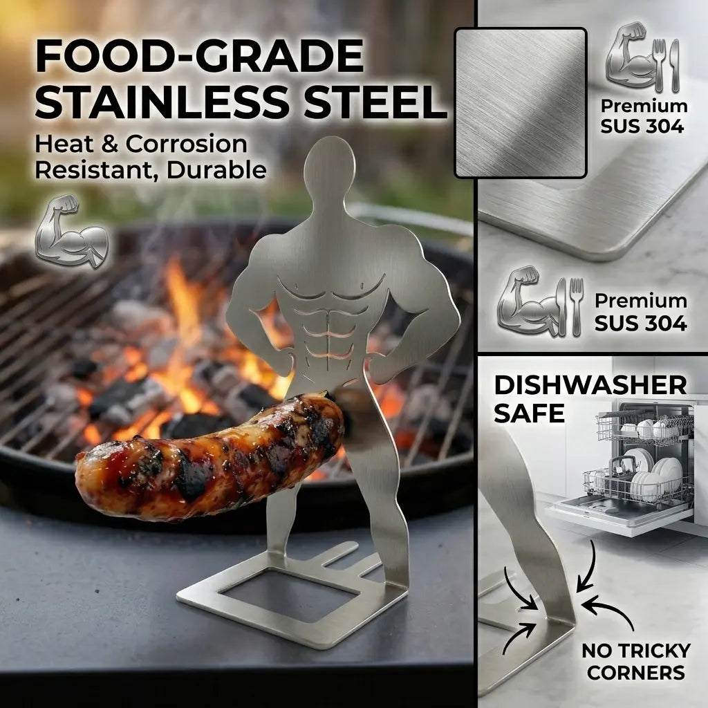 Funny Stainless Steel Sausage Grill Holder – BBQ Hot Dog Roasting Stand