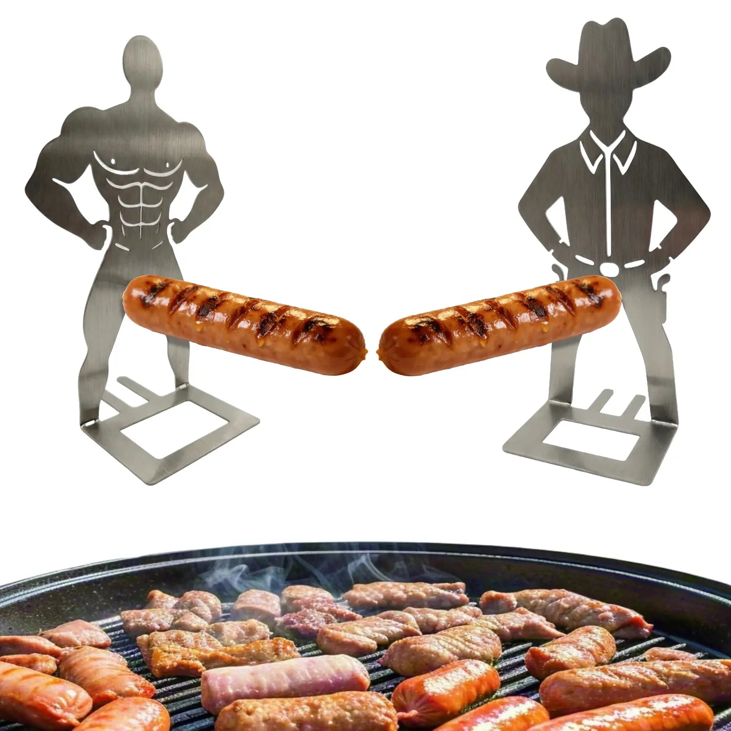 Funny Stainless Steel Sausage Grill Holder – BBQ Hot Dog Roasting Stand