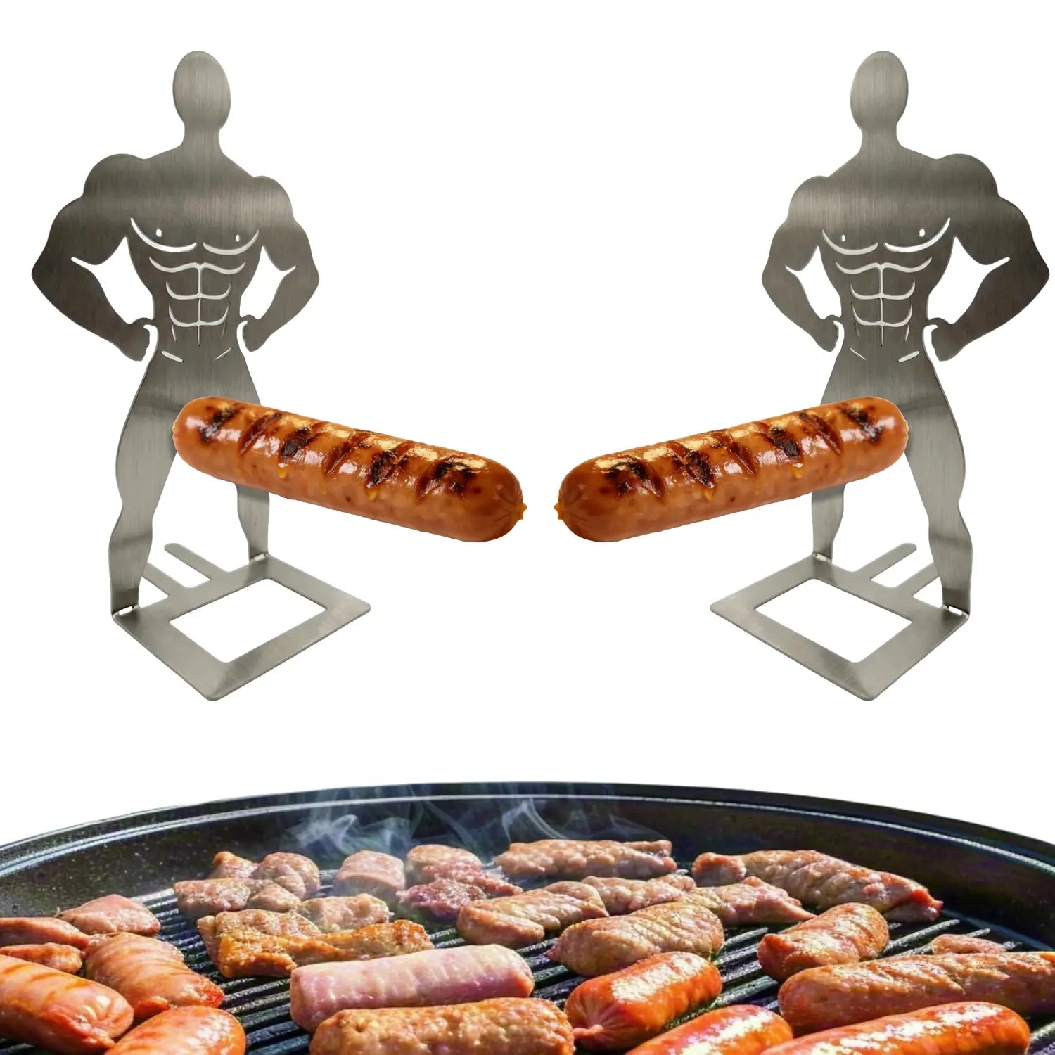 Funny Stainless Steel Sausage Grill Holder – BBQ Hot Dog Roasting Stand