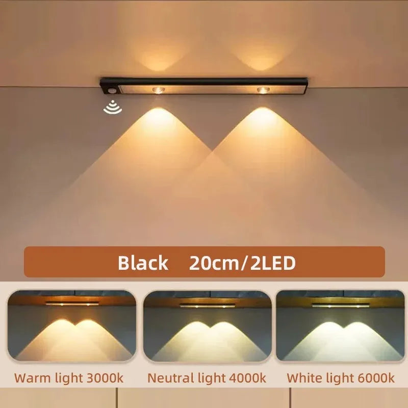Wireless LED Under Cabinet Light with Motion Sensor – Rechargeable, Dimmable, 3 Color Temperatures for Kitchen, Bedroom & Wardrobe