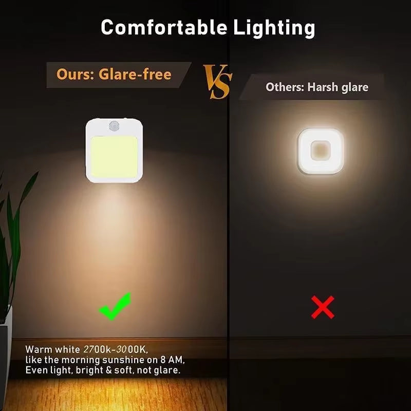 Motion Sensor LED Night Light – Dimmable Plug-In Lamp for Bedroom, Nursery & Hallway