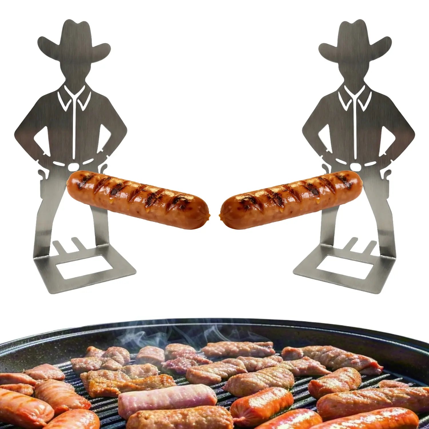 Funny Stainless Steel Sausage Grill Holder – BBQ Hot Dog Roasting Stand