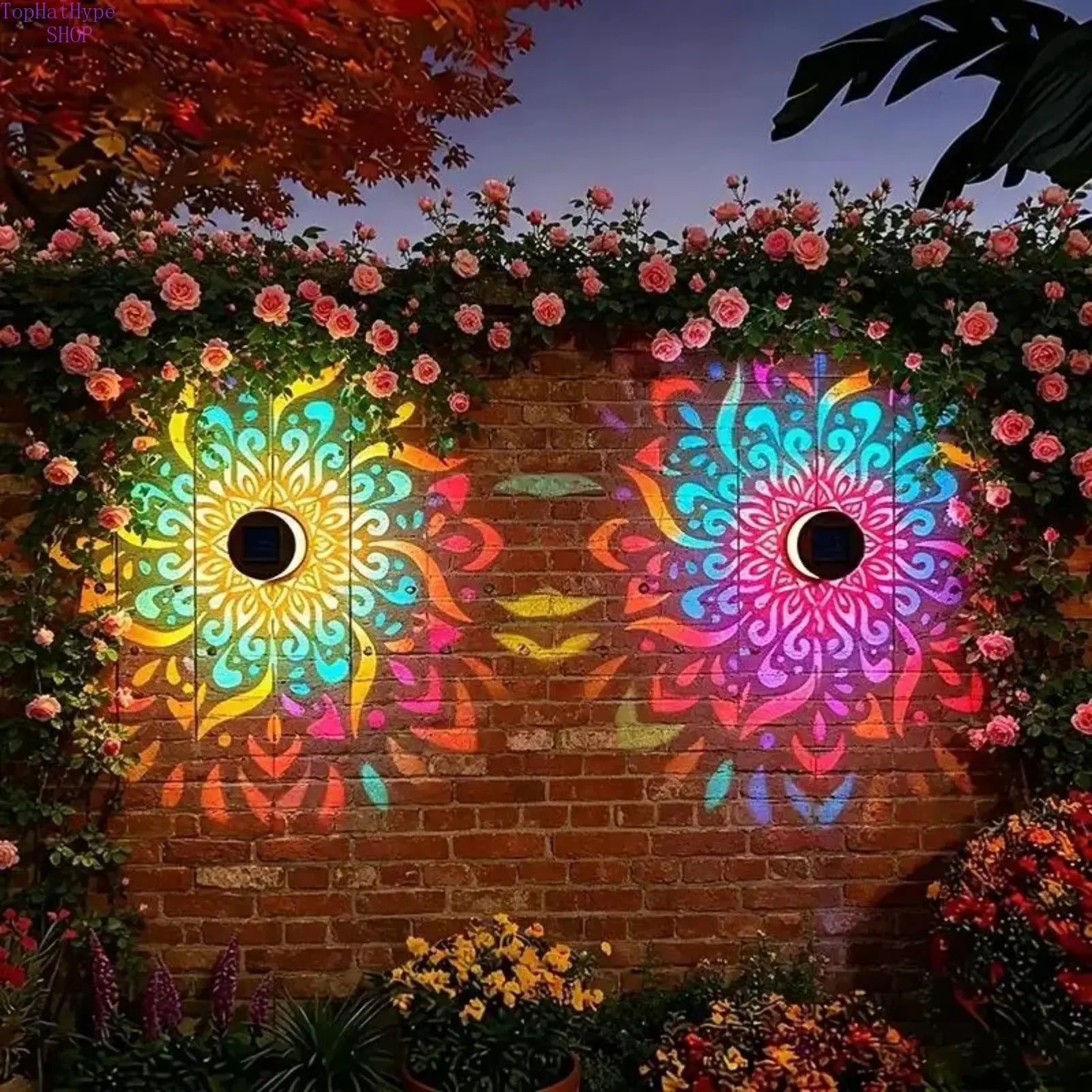 2-Pack Solar Mandala Projector Lights – Waterproof Outdoor Garden & Patio LED Decor