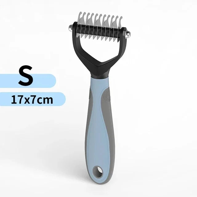 Double-Sided Pet Dematting Comb – Stainless Steel Deshedding & Detangling Brush for Dogs & Cats