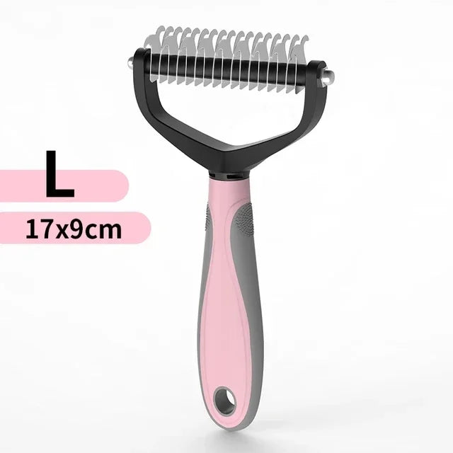 Double-Sided Pet Dematting Comb – Stainless Steel Deshedding & Detangling Brush for Dogs & Cats