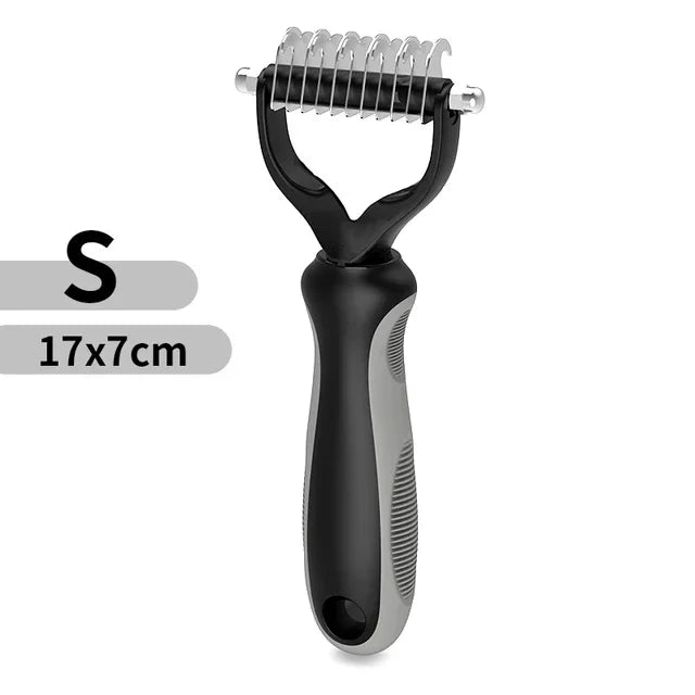 Double-Sided Pet Dematting Comb – Stainless Steel Deshedding & Detangling Brush for Dogs & Cats
