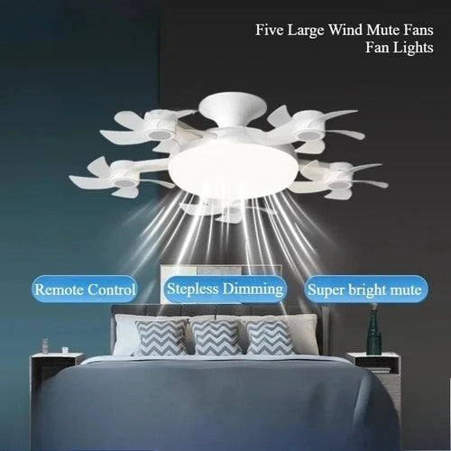 Modern LED Ceiling Fan with Remote Control – Dimmable Multi-Color Light, Silent Motor for Living Room & Bedroom