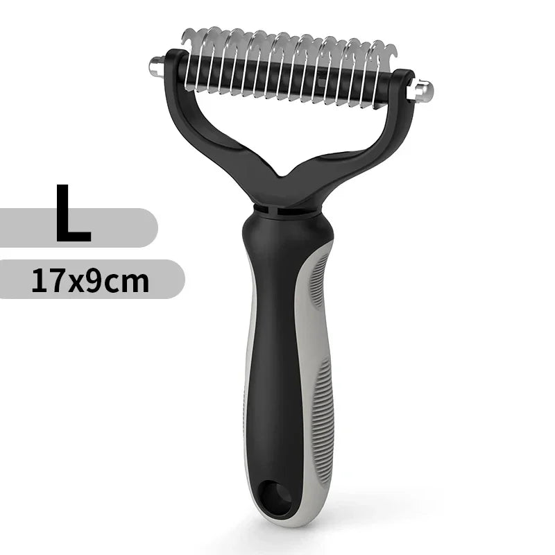 Double-Sided Pet Dematting Comb – Stainless Steel Deshedding & Detangling Brush for Dogs & Cats