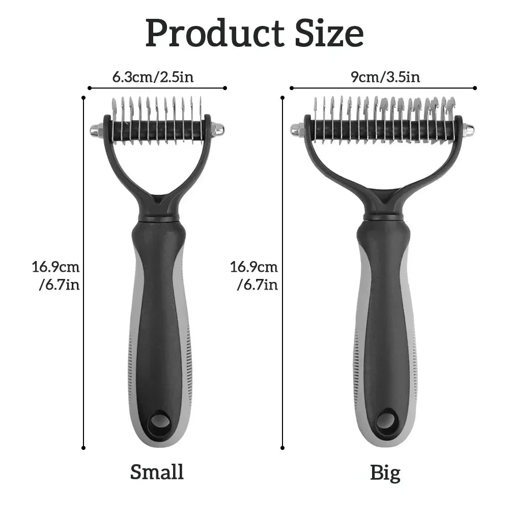Double-Sided Pet Dematting Comb – Stainless Steel Deshedding & Detangling Brush for Dogs & Cats