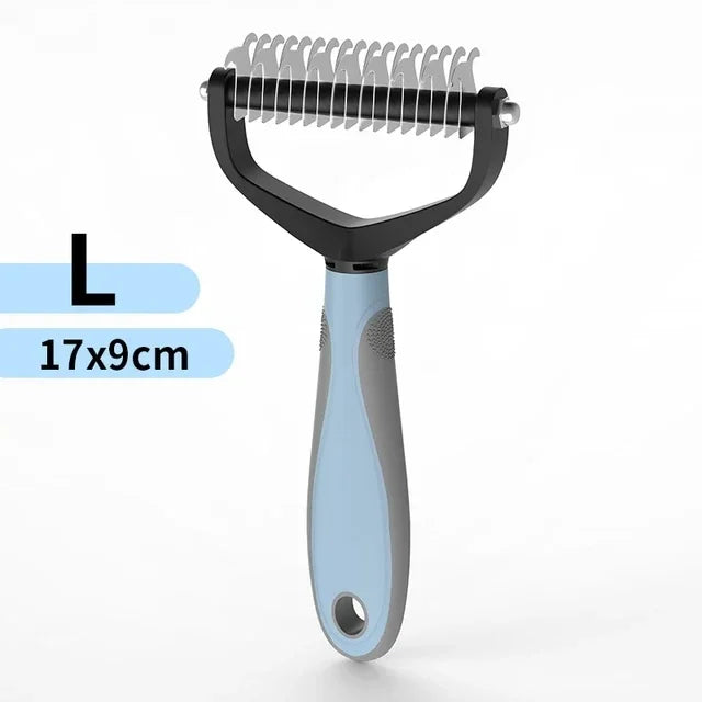 Double-Sided Pet Dematting Comb – Stainless Steel Deshedding & Detangling Brush for Dogs & Cats