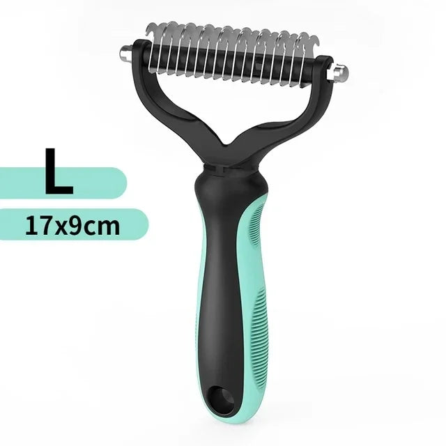 Double-Sided Pet Dematting Comb – Stainless Steel Deshedding & Detangling Brush for Dogs & Cats