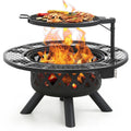 32-Inch Outdoor Wood Burning Fire Pit with BBQ Grill Grate & Poker