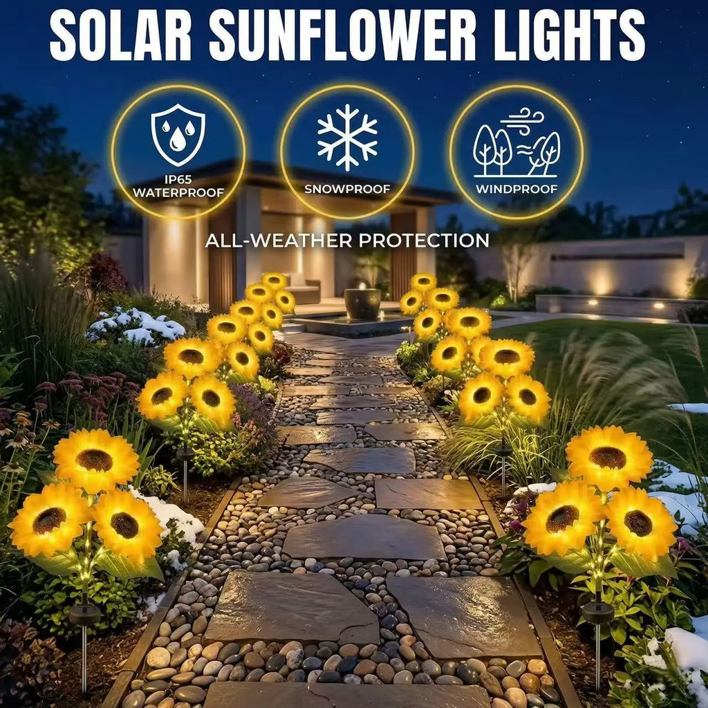 Solar LED Sunflower Garden Lights – Waterproof Outdoor Flower Lights for Yard, Patio & Garden