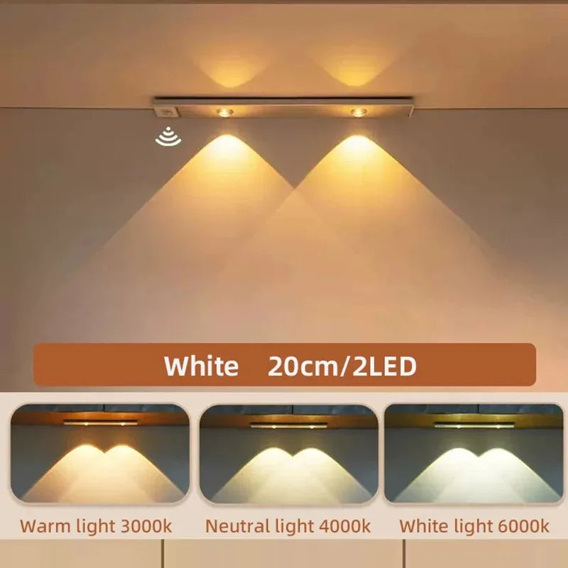 Wireless LED Under Cabinet Light with Motion Sensor – Rechargeable, Dimmable, 3 Color Temperatures for Kitchen, Bedroom & Wardrobe