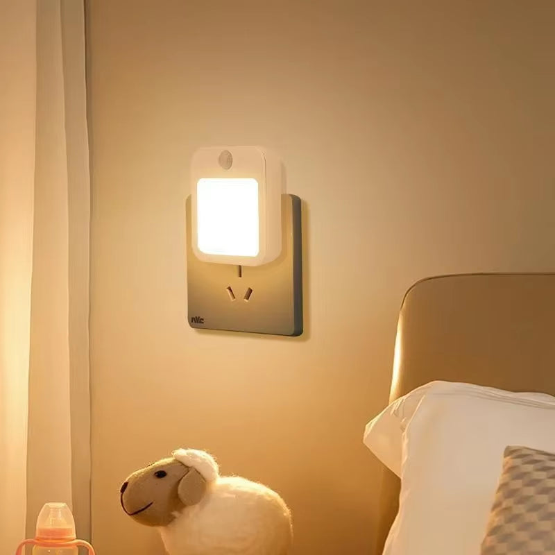 Motion Sensor LED Night Light – Dimmable Plug-In Lamp for Bedroom, Nursery & Hallway