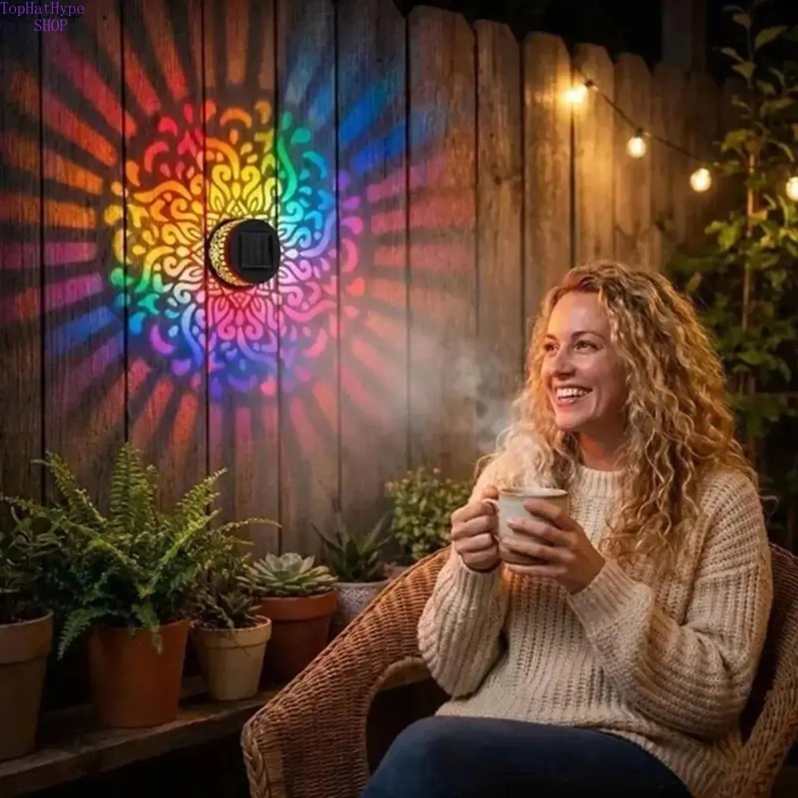 2-Pack Solar Mandala Projector Lights – Waterproof Outdoor Garden & Patio LED Decor