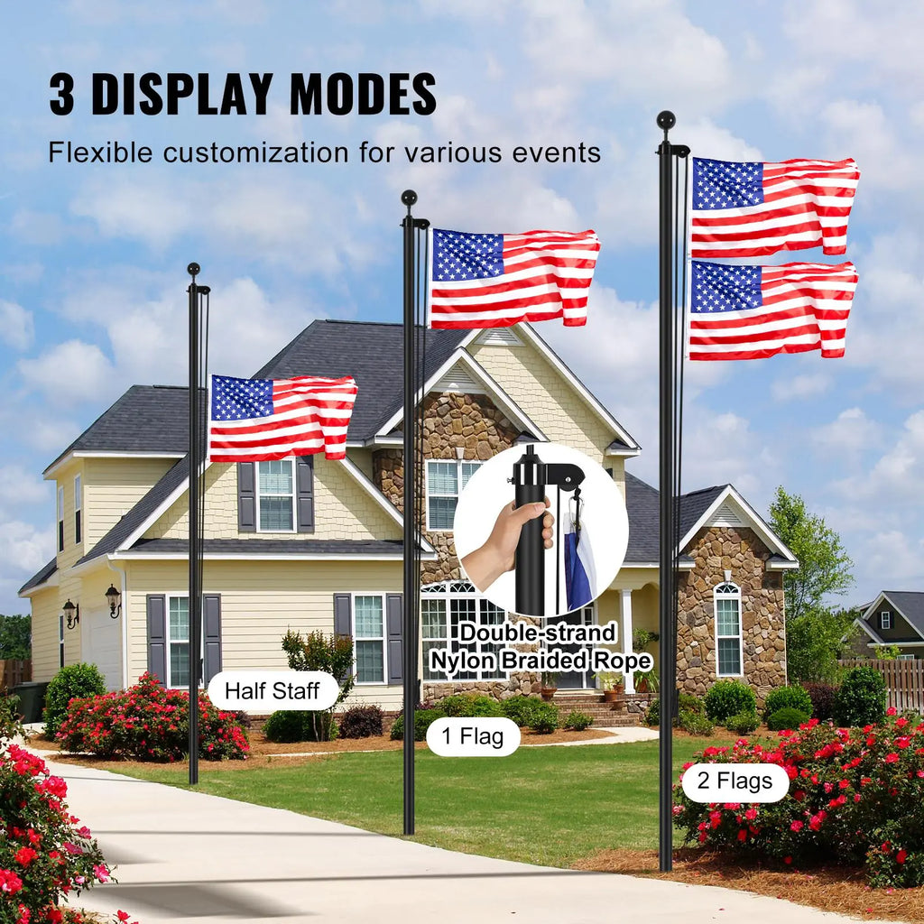 Heavy-Duty Aluminum Flagpole Kit – Weather-Resistant Outdoor Flagpole with Easy Installation