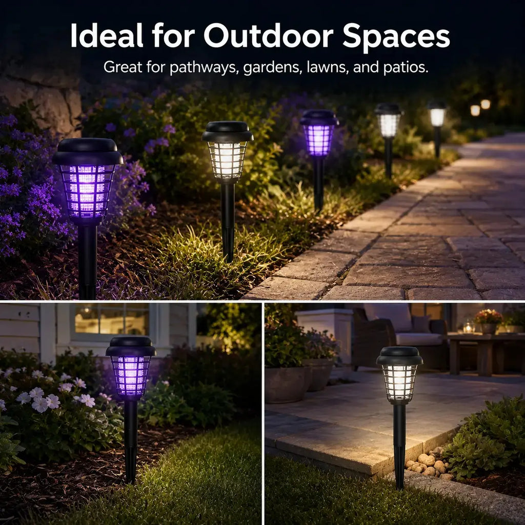 Solar Mosquito Zapper Light – UV Bug Killer Garden Stake Lamp | Solar Powered | Pathway Lighting | Weatherproof
