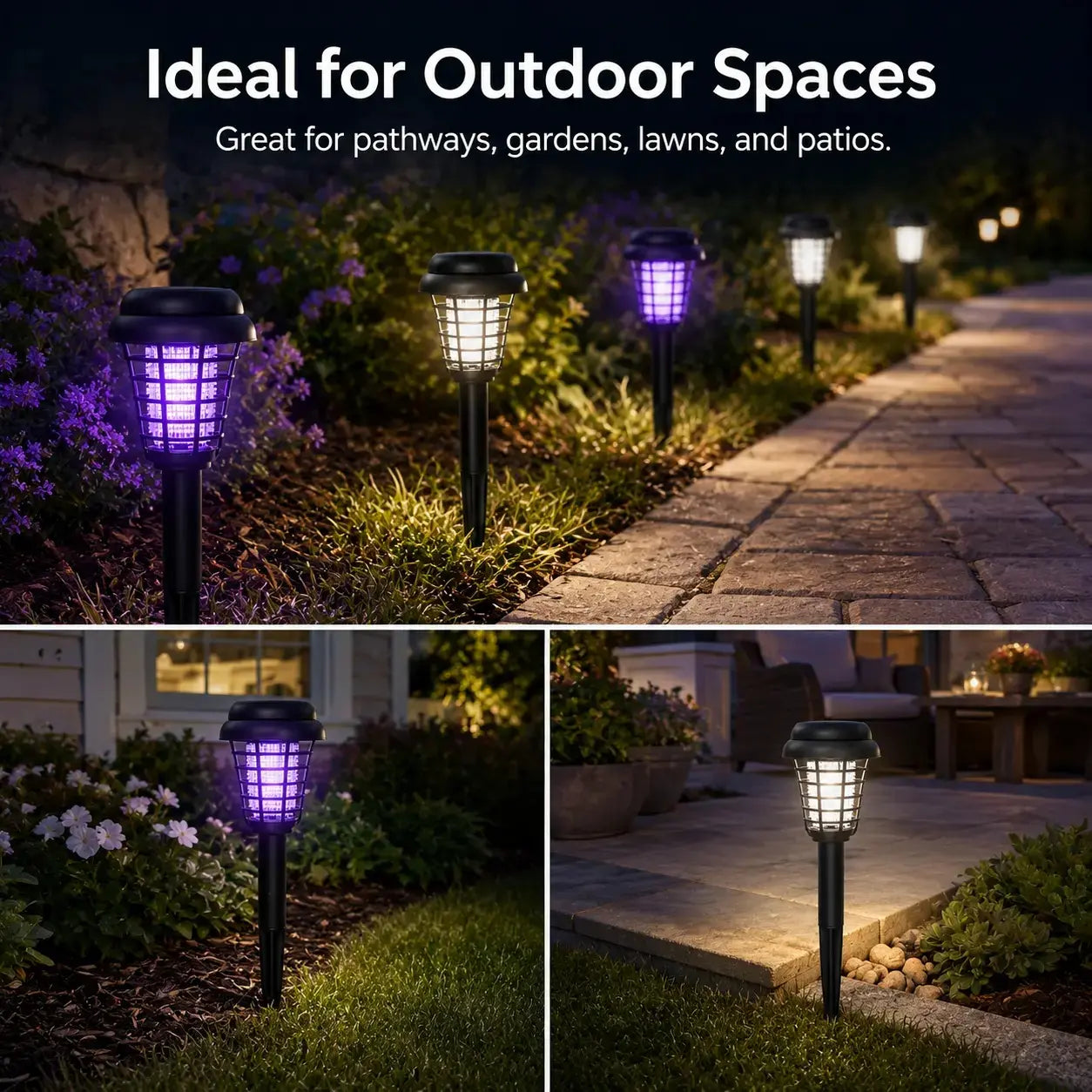 Solar Mosquito Zapper Light – UV Bug Killer Garden Stake Lamp | Solar Powered | Pathway Lighting | Weatherproof