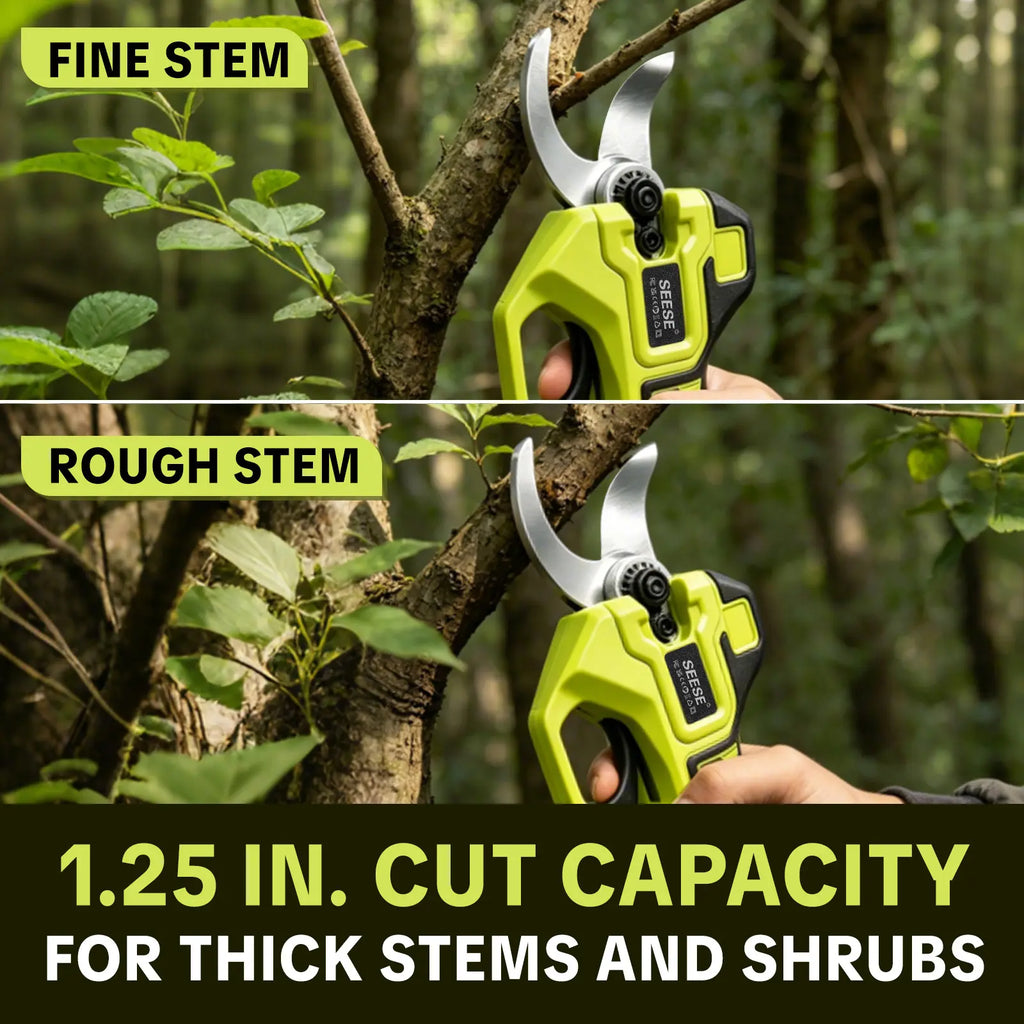 SEESE Electric Pruning Shears | Cordless Brushless | Dual 21V | 1.25 Inch Cut