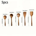 5-Piece Natural Teak Wooden Kitchen Utensil Set – Non-Stick Safe Cooking Tools