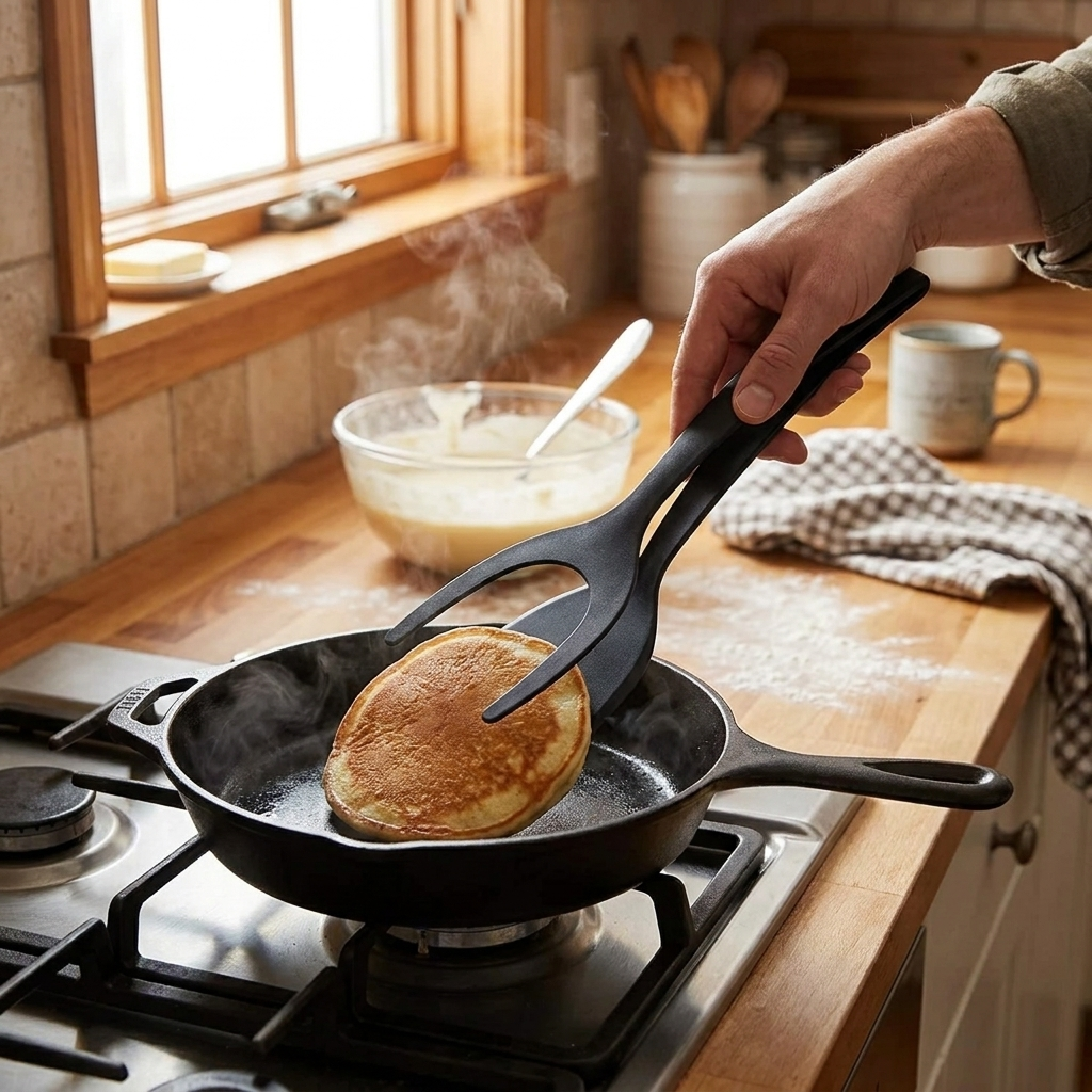 Grip Flip Spatula Tongs in use