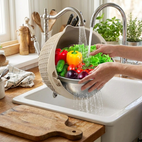 Colander and Mixing Bowl Set in use