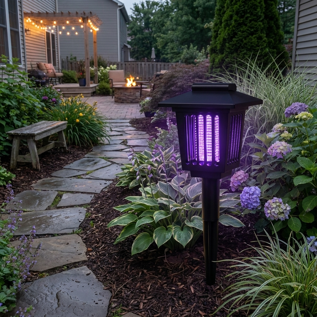 Solar Mosquito Zapper Stake Light in use
