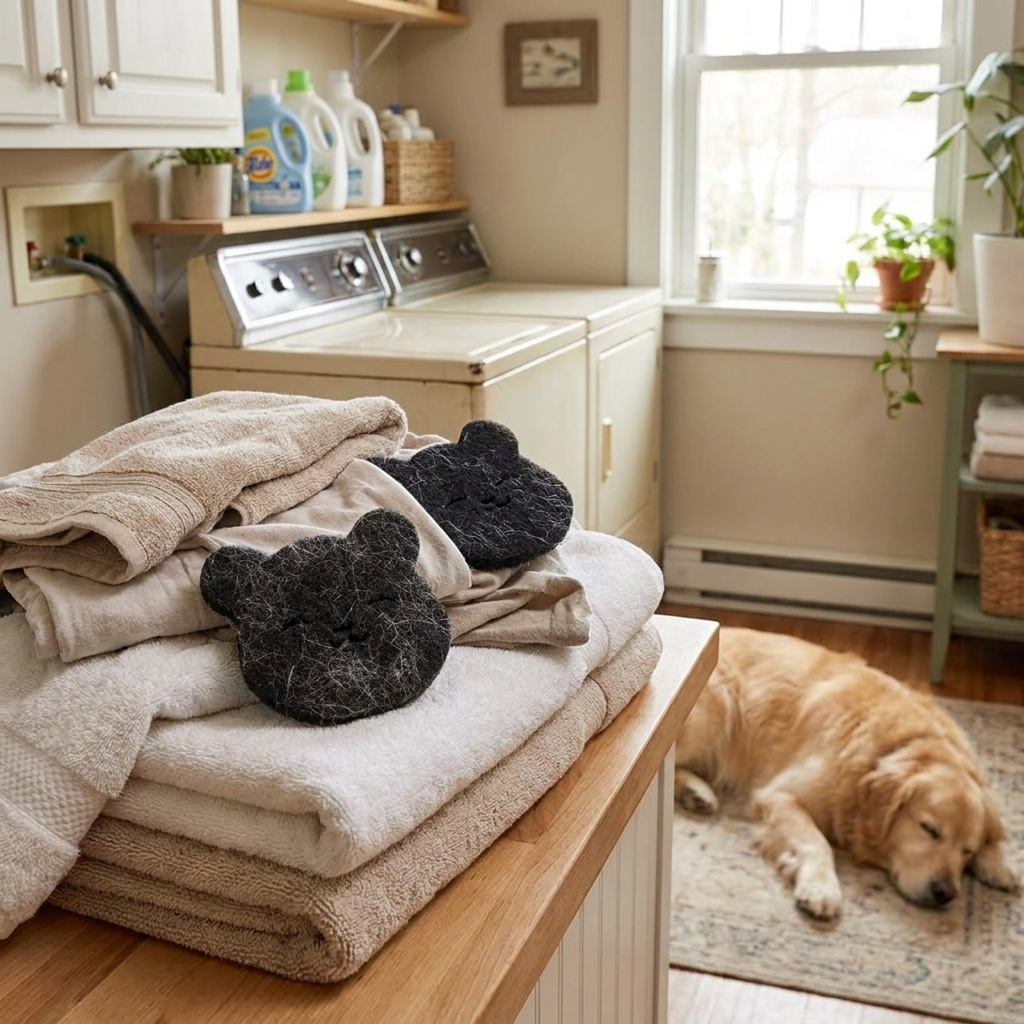 Bear Pet Hair Remover for Laundry in use